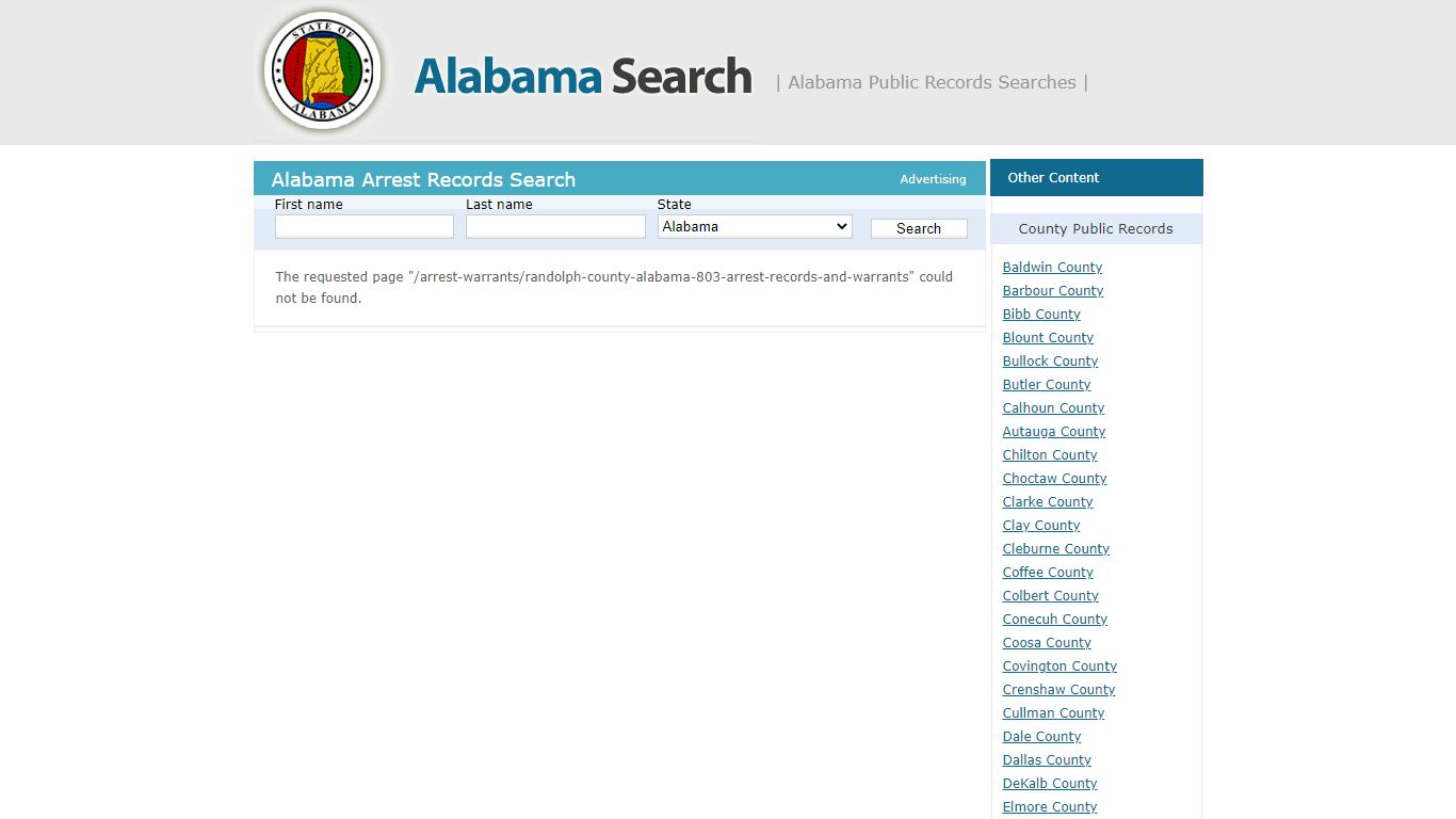 Randolph County, Alabama – Arrest Records and Warrants