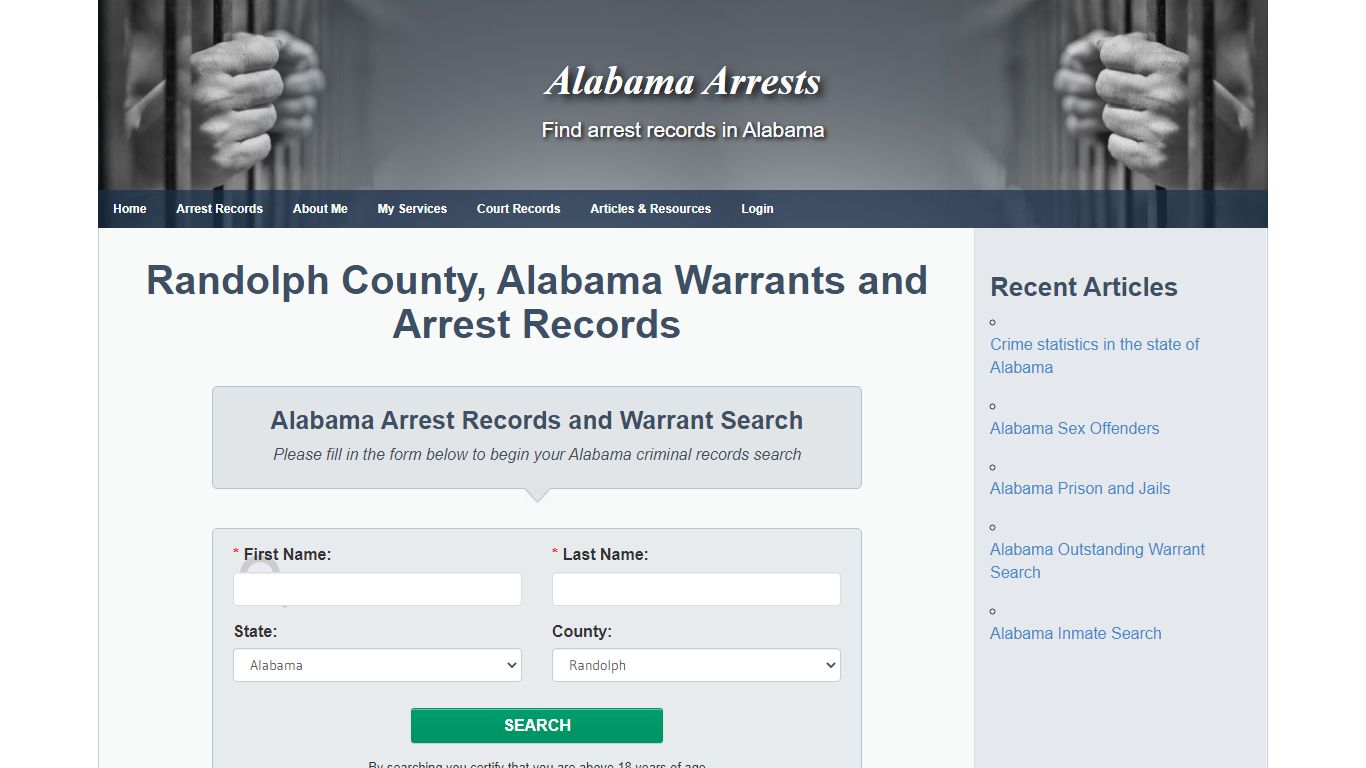 Randolph County, Alabama Warrants and Arrest Records